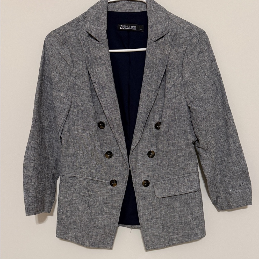 New York and company Chambray  Double-Breasted Blazer